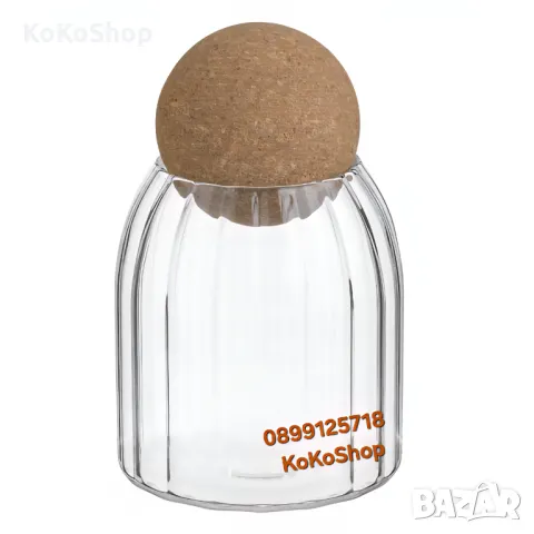 Стъклен буркан с коркова тапа – 490 мл./буркан за бонбони,сладки, снимка 2 - Други - 50317126