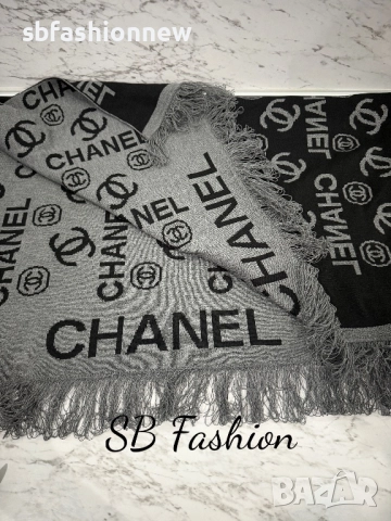 Chanel плътен шал сиво/черен, снимка 4 - Шалове - 52820786