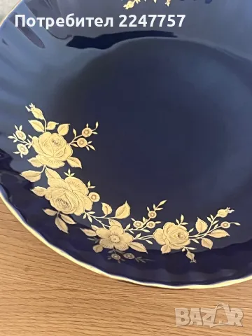 Фруктиера  порцелан кобалт с позлата , снимка 5 - Антикварни и старинни предмети - 50174150