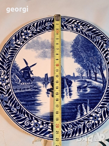 белгийска декоративна порцеланова чиния Boch 32/2, снимка 4 - Декорация за дома - 53155003