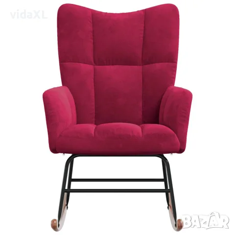 vidaXL Люлеещ стол, виненочервен, кадифе, снимка 4 - Столове - 56146855