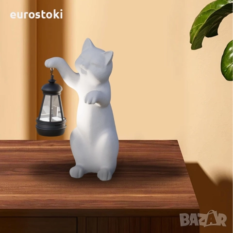 Статуя на котка от смола със соларен фенер - външни и вътрешни декорации, статуи с фенери за градина, снимка 4 - Градински мебели, декорация  - 52484990