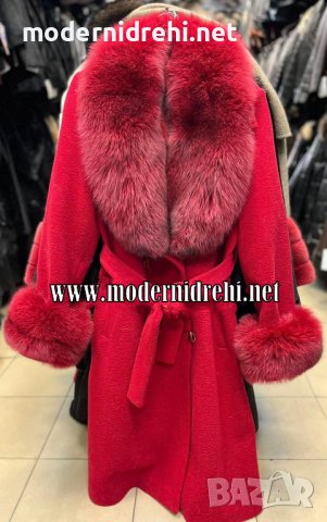 Дамско луксозно палто кашмир вълна и лисица код 349, снимка 1 - Палта, манта - 39712806