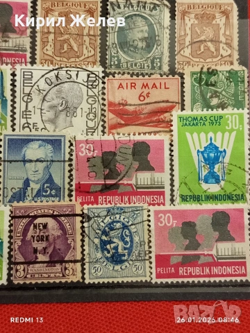 Стари пощенски марки от цял свят смесени АМЕРИКА , ИНДОНЕЗИЯ, БЕЛГИЯ ЗА КОЛЕКЦИЯ ДЕКОРАЦИЯ 51565, снимка 3 - Филателия - 53227234