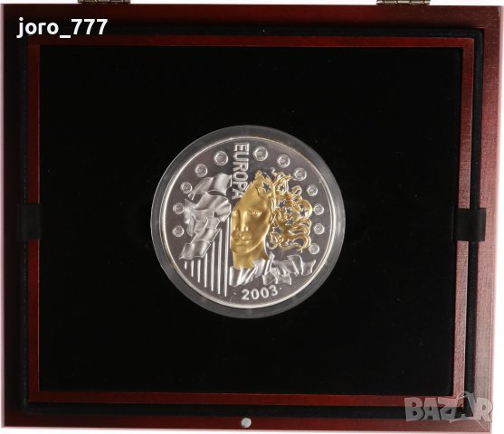 50 евро Френска Позлатена Сребърна монета 2003 1кг , снимка 2 - Нумизматика и бонистика - 40792796