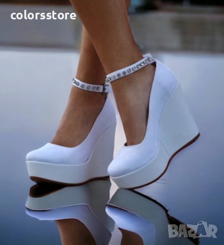 Обувки на платформа - бели - SL47, снимка 1 - Дамски ежедневни обувки - 42208411
