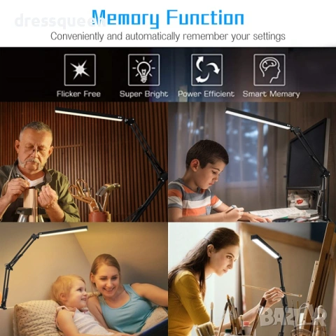 4441 Универсална LED лампа 2-в-1: Със стойка и щипка за всяко бюро, шкаф или легло, снимка 5 - Настолни лампи - 53636319