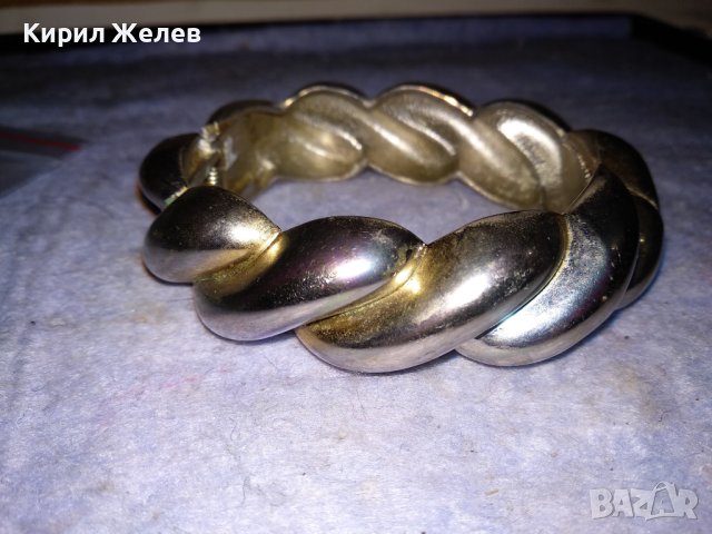 ПОСРЕБРЕНА СТОМАНЕНА ВИНТИДЖ - АРТ ГРИВНА ЕФЕКТНА ПЛЕТКА 26492, снимка 8 - Гривни - 41145234