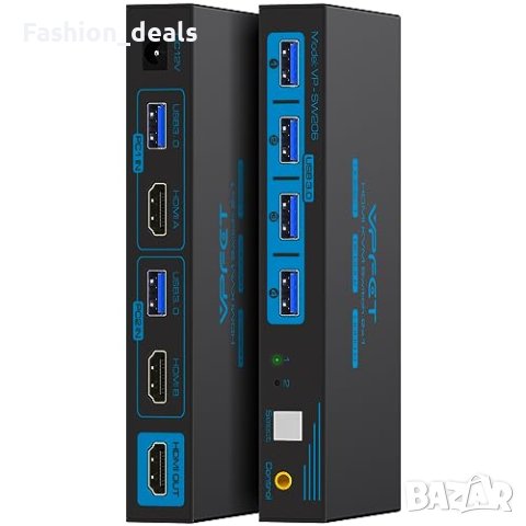 Нов превключвател за 2 компютъра Споделят 1 монитор и 4 USB 3.0 Аксесоар лаптоп част Хъб