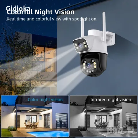 iCsee 12MP- двойна smart камера, външна WiFi- влагоустой, 2 модела, снимка 7 - IP камери - 47604335