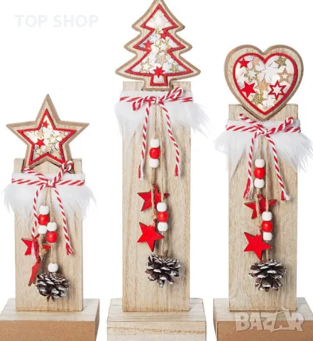 Коледни LED колони за украса, комплект 3 броя, снимка 3 - Декорация за дома - 48831542