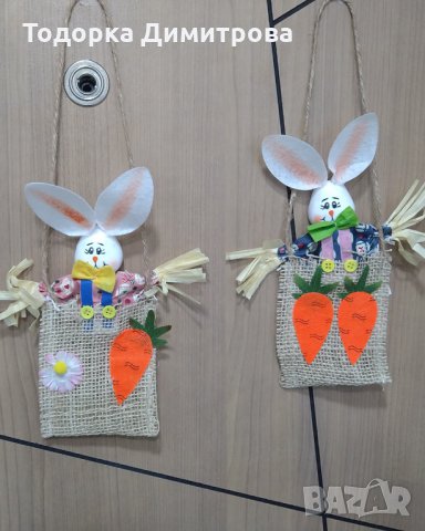Великденски заек в канапена торба, снимка 5 - Декорация за дома - 36003815