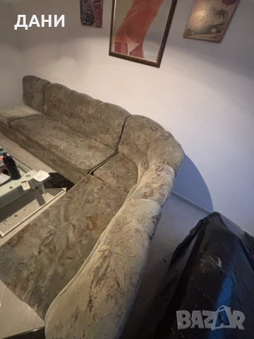 Ъглов диван плюш, с разтегателен механизъм за функция сън