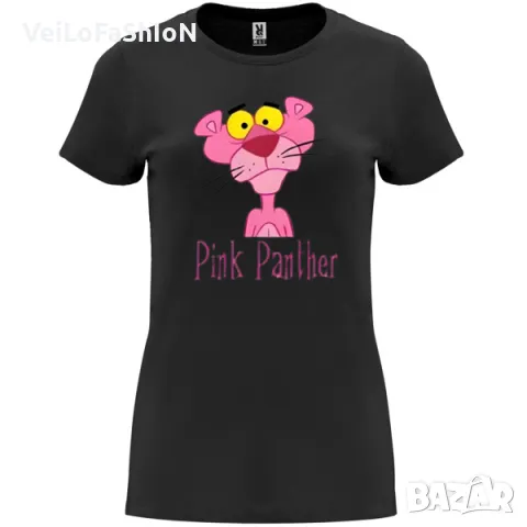 Нова дамска тениска с Пинко Розовата пантера в черен цвят, снимка 1
