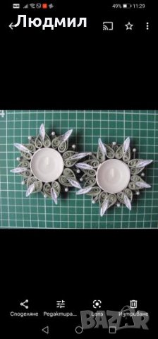 Квилинг свещници, ръчно изработени , снимка 2 - Декорация за дома - 35934031