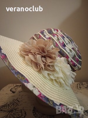 Цветна текстилна капела Цветя 54 см, снимка 2 - Шапки - 40116602