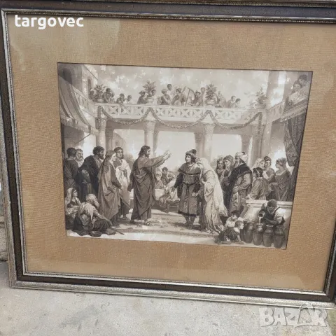 голяма старинна литография, снимка 2 - Антикварни и старинни предмети - 49296810