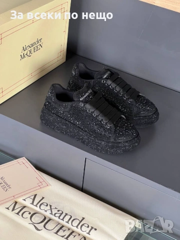 Alexander McQueen Дамски Черни Блестящи Маратонки👟Дамски Спортни Обувки В Черен Цвят Код E1290, снимка 3 - Маратонки - 53756553