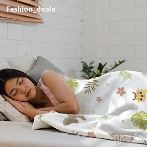 Ново Бебешко фланелено одеяло за момче момиче легло жираф и слон, снимка 5 - Спално бельо и завивки - 40594480