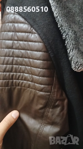 НАМАЛЕНИЕ* Стилно и Модерно Мъжко Палто с висока яка и кожени ръкави, снимка 7 - Палта - 51975075