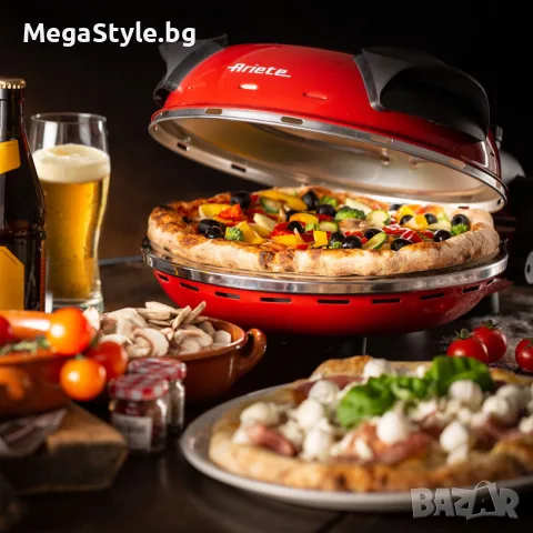 Електрическа фурна за пица с каменна плоча ARIETE 909 ЧЕРВЕН, 1200 W, снимка 4 - Печки, фурни - 56089671