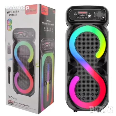 Kараоке Tонколона с мощен бас 4"х2 с микрофон и дистанционно управление ZQS4270M, снимка 1