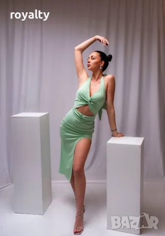 Стилна зелена дамска рокля , снимка 6 - Рокли - 50047750