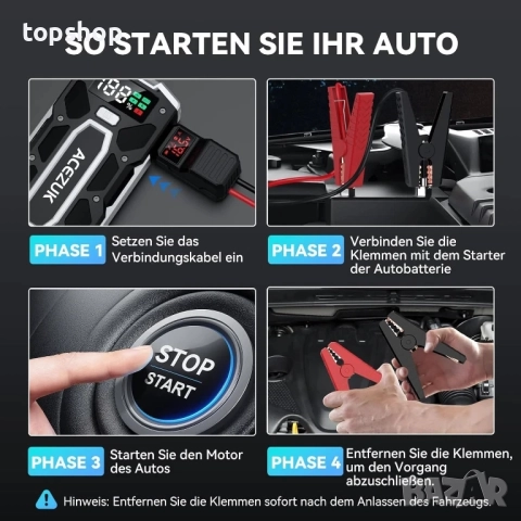 Чисто нов Преносим стартер ACEZUK M02 5000A / 21800mAh бустерна батерия..., снимка 3 - Аксесоари и консумативи - 51598032