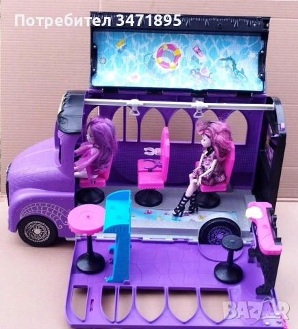 Парти-автобус с бар за кукли Монстър Хай и Барби / Monster High Bus, снимка 6 - Кукли - 53115633