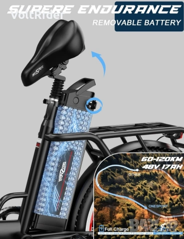 Сгъваемо електрическо колело OneSport OT16-2 750W 48V 17Ah, снимка 10 - Велосипеди - 53017894