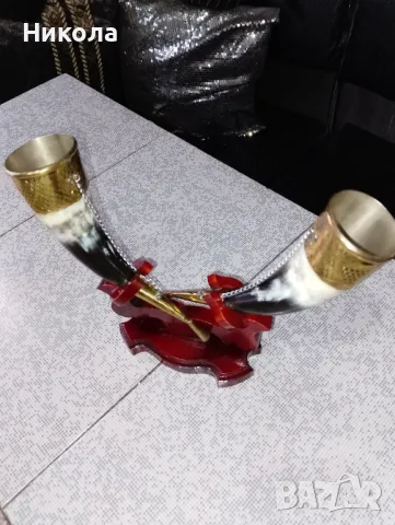 Дърворезбован орел-52см, рогове за вино с поставка, снимка 10 - Декорация за дома - 49700937