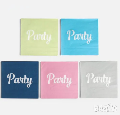 Парти салфетки, 2-пластови, 5 цвята „Party“ 33x33 см – 50 бр., снимка 2 - Аксесоари за кухня - 56117647
