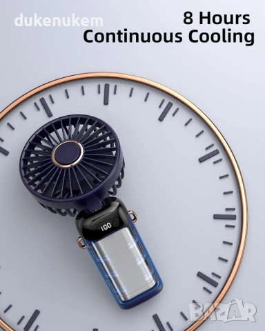 Преносим ръчен вентилатор, 5 скорости, дигитален дисплей, акумулаторен, снимка 5 - Вентилатори - 53267733