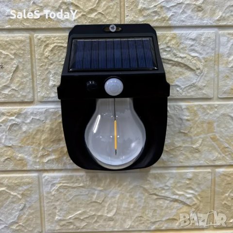Соларна лампа, Led крушка със соларен панел, за стена, снимка 2 - Лед осветление - 42607497