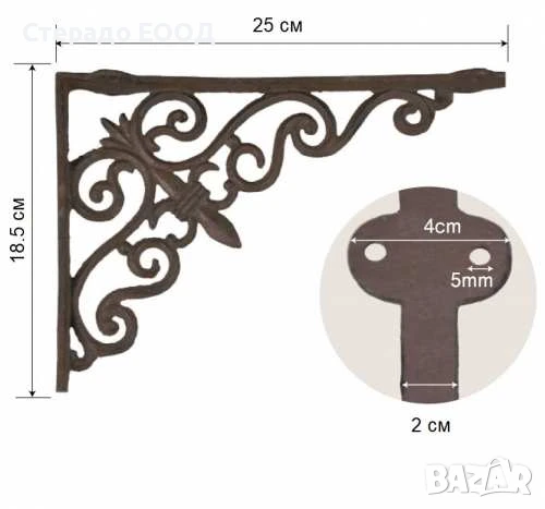 ЧУГУНЕН РАФТОДЪРЖАЧ, снимка 2 - Други стоки за дома - 51369057