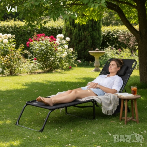Сгъваем градински шезлонг - легло с джоб - пълен релакс и комфорт, снимка 13 - Градински мебели, декорация  - 53823016