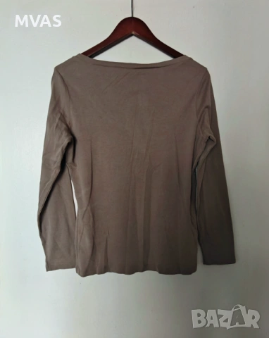 Дамска блуза с дълъг ръкав и деколте каки L размер, снимка 2 - Блузи с дълъг ръкав и пуловери - 53180711