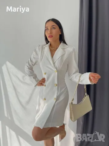 Рокля - сако. Цикламена. Зелена. Бяла. С и Л , снимка 3 - Рокли - 48297661