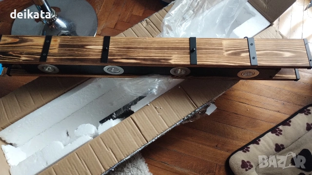 Лампа за механа от дърво и желязо, снимка 6 - Настолни лампи - 53396610