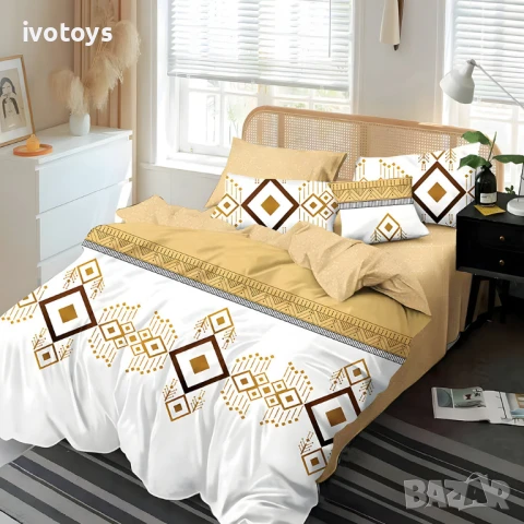 Двулицево спално бельо с ластик, 6 части - Модел WS17492, снимка 1