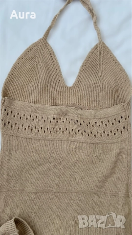 Beige knitted halter-neck, снимка 3 - Рокли - 51673962