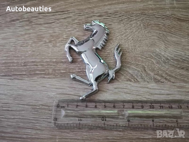 Ferrari конче сребриста емблема лява, снимка 3 - Аксесоари и консумативи - 52360386