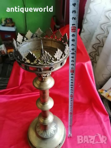 Стар Голям Напрестолен ЦЪРКОВЕН Свещник, снимка 6 - Антикварни и старинни предмети - 40079939