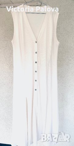 Дълга рокля с цепки, лакостена материя