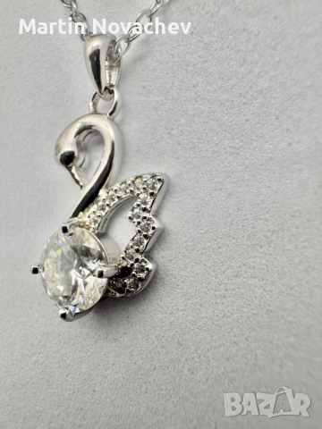 Сребърно колие с мойсанит (Диамант) 1 карат, снимка 9 - Колиета, медальони, синджири - 53861869