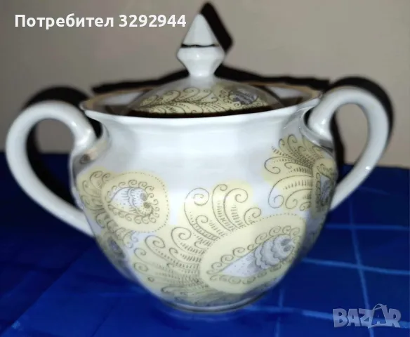 Руски порцеланов сервиз на Вербилки, декор Перо от жар-птица, снимка 2 - Сервизи - 47480282