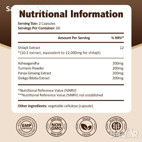 Aoruilia Shilajit капсули 2000mg 5 в 1 с Ашваганда 120 броя, снимка 7 - Хранителни добавки - 44601351