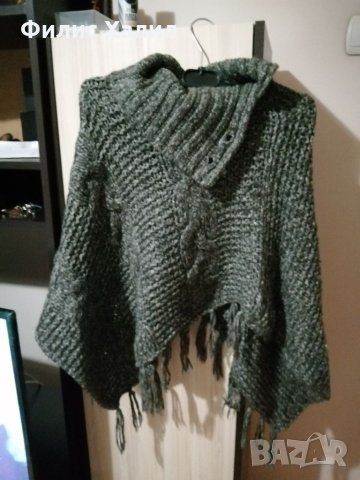 Дамско пончо тъмно сиво, снимка 1