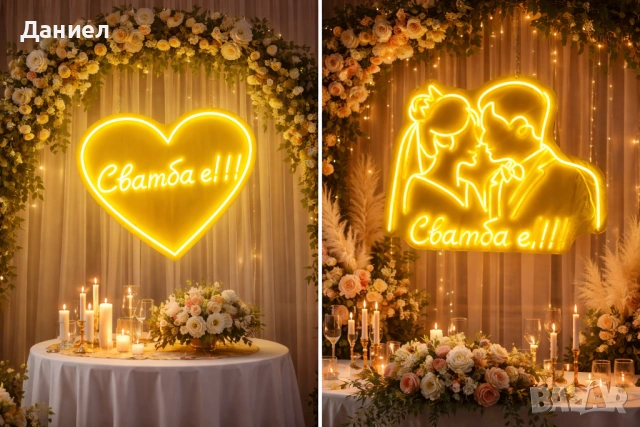 Сватбен лед неон 70 на 70 см , снимка 2 - Декорация - 53727055