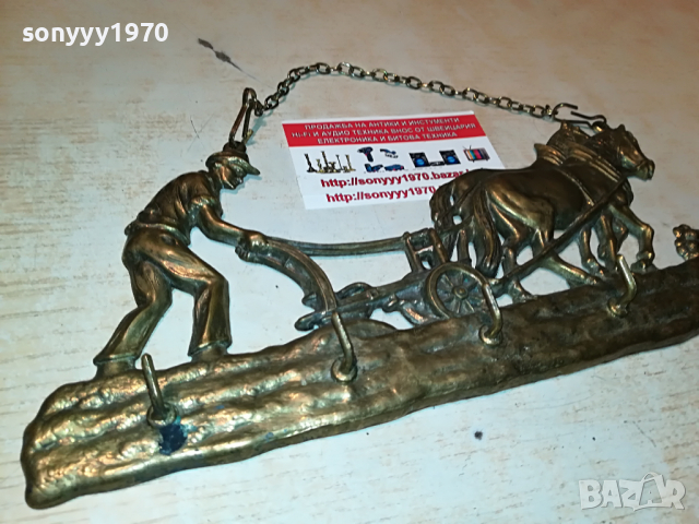 мед/месинг-коне с човек в оран 2703221829, снимка 12 - Антикварни и старинни предмети - 36248047